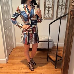 Zara Multicolor Geometric Scarf Dress mini pleated